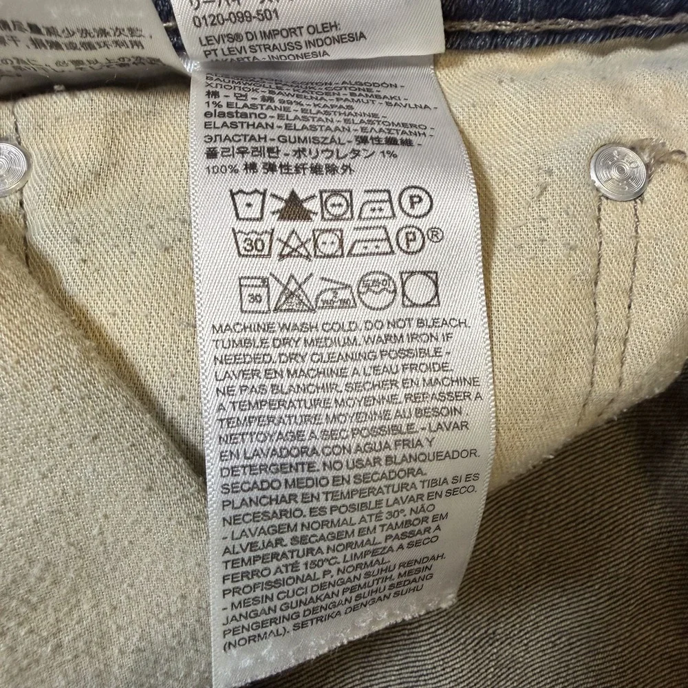 Levi's 511 Jeans Mens 36x36 Blue Denim Whiskered Red Tab Low Waist Y2K Americana